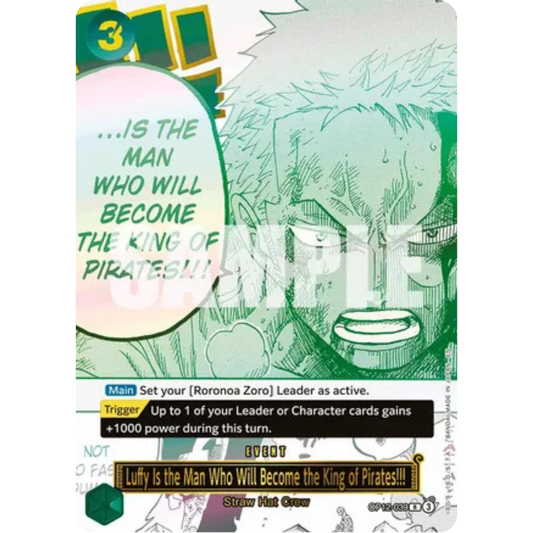 Luffy Is the Man Who Will Become the King of Pirates!!! (Japanese Version 3rd Anniversary Set) (OP12-039) - One Piece Promotion Cards Foil