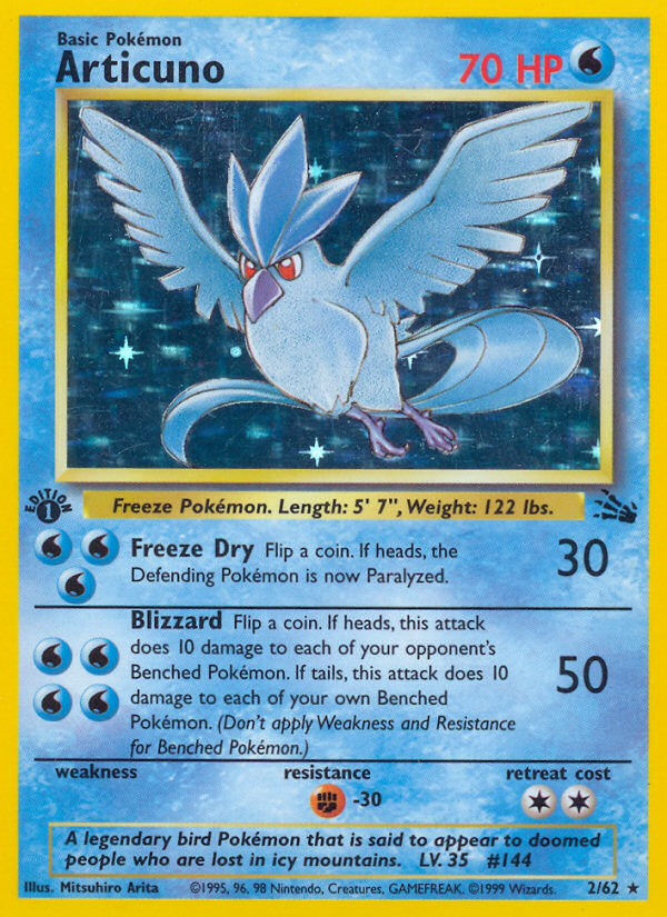 Articuno (2) 002  - 1st Edition Holofoil Fossil - Holo Rare