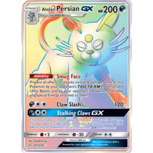 Alolan Persian GX (Secret) 257  - Holofoil SM  Cosmic Eclipse - Secret Rare