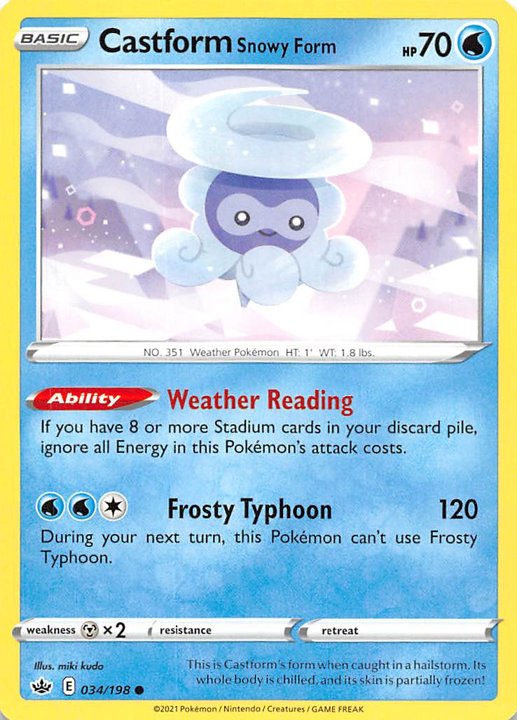 Castform Snowy Form 034  SWSH06 Chilling Reign - Common