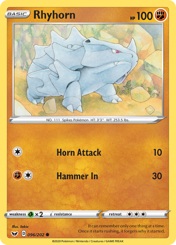 Rhyhorn (096) 096  SWSH01 Sword & Shield Base Set - Common