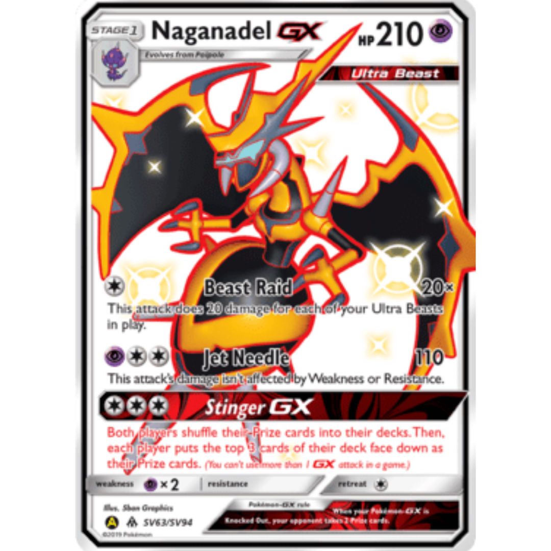 Naganadel GX SV63  - Holofoil Hidden Fates Shiny Vault - Shiny Holo Rare