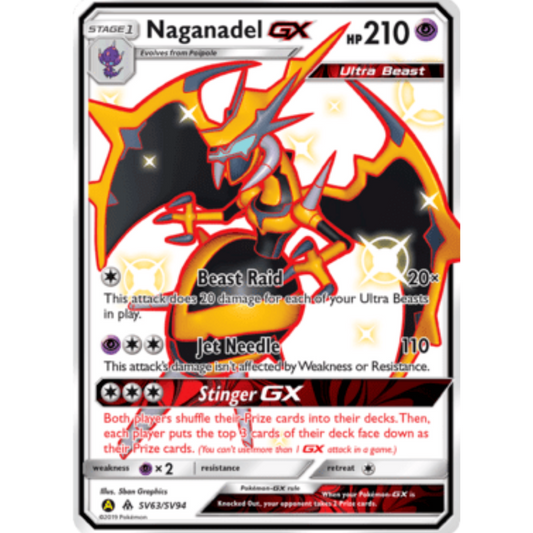 Naganadel GX SV63/SV94  - Holofoil Hidden Fates Shiny Vault - Shiny Holo Rare