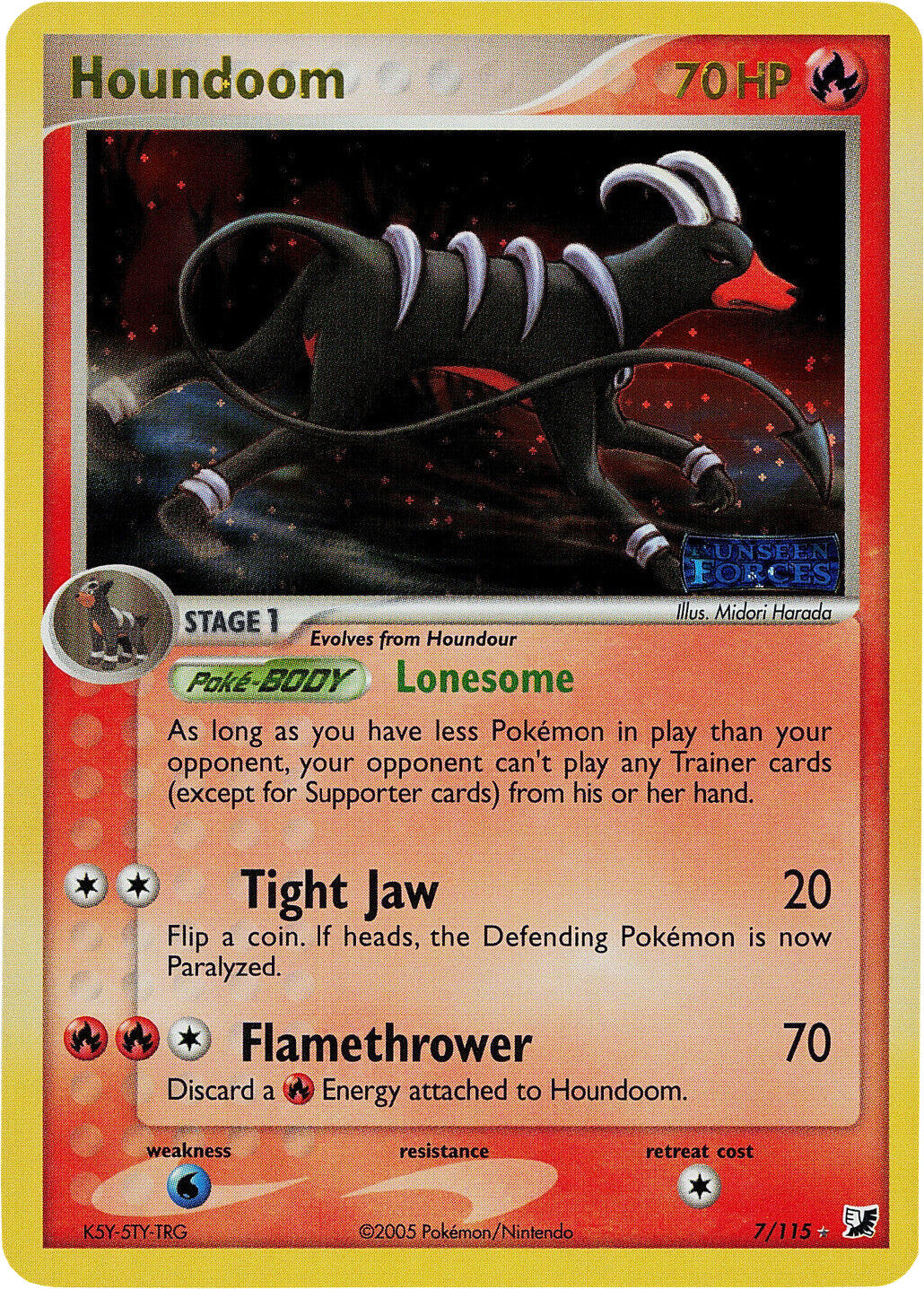 Houndoom  - Reverse Holofoil Unseen Forces - Holo Rare