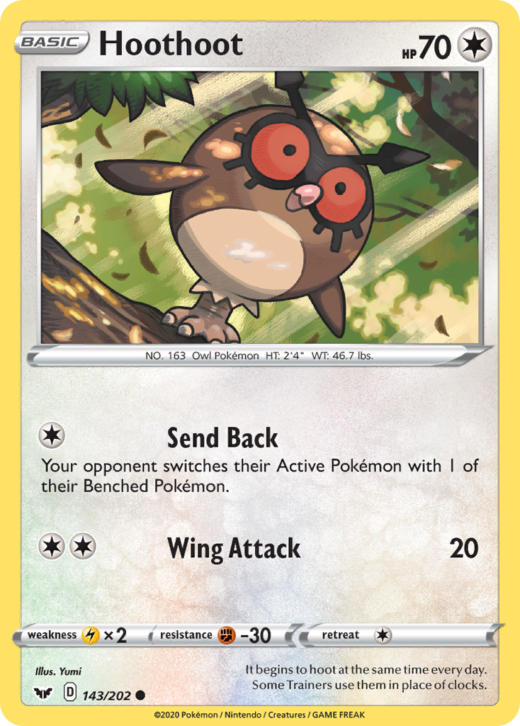Hoothoot 143  SWSH01 Sword & Shield Base Set - Common