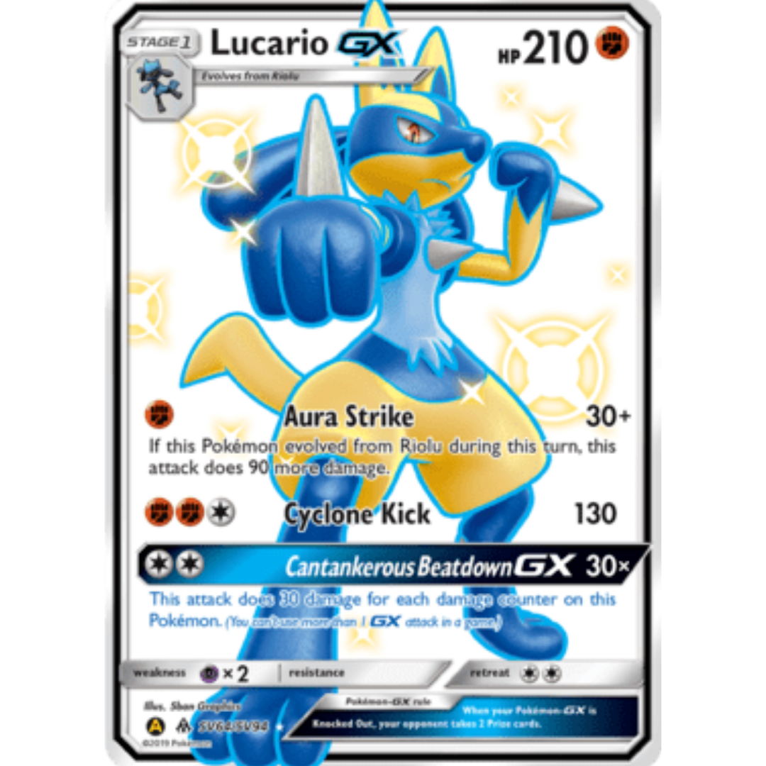 Lucario GX SV64  - Holofoil Hidden Fates Shiny Vault - Shiny Holo Rare