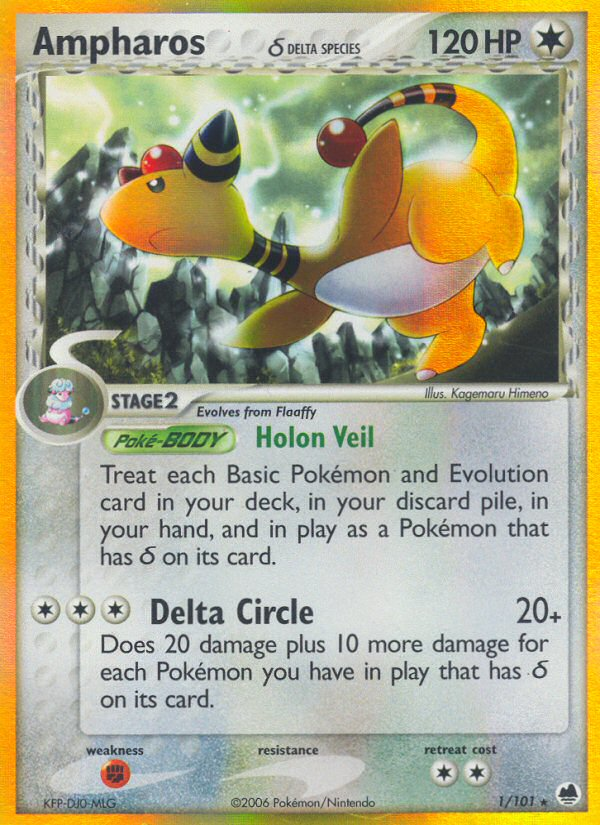 Ampharos (Delta Species)/101  - Holofoil Dragon Frontiers - Holo Rare