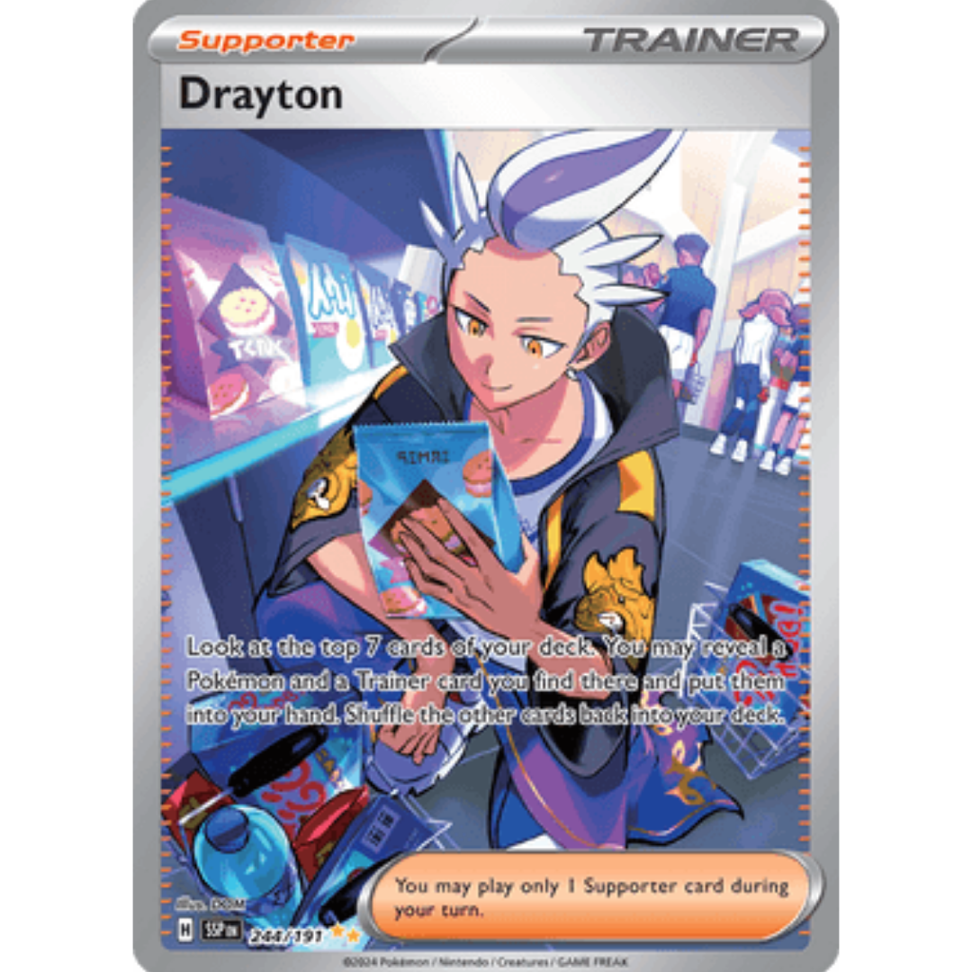 Drayton 244/191  - Holofoil SV08 Surging Sparks - Special Illustration Rare