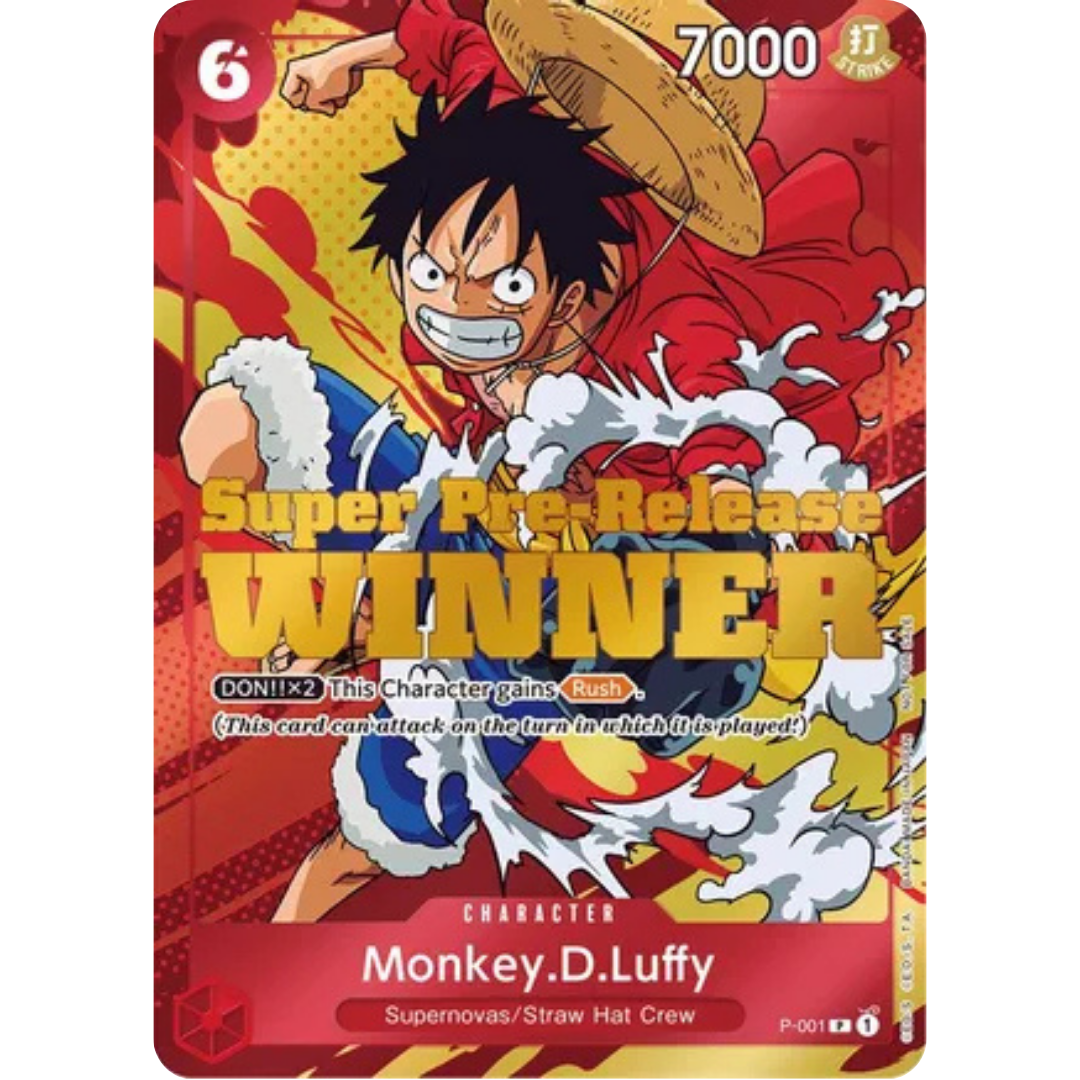 Monkey.D.Luffy (Super Pre-Release) [Winner] (P-001) - One Piece Promotion Cards Foil