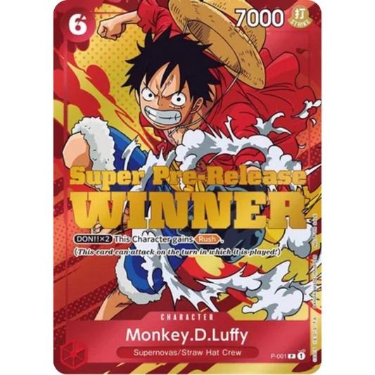 Monkey.D.Luffy (Super Pre-Release) [Winner] (P-001) - One Piece Promotion Cards Foil
