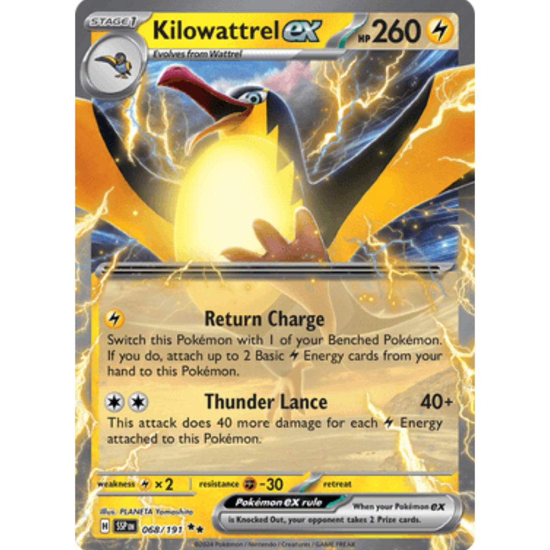 Kilowattrel ex 068  - Holofoil SV08 Surging Sparks - Double Rare
