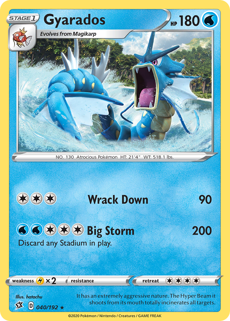 Gyarados 040  - Holofoil SWSH02 Rebel Clash - Holo Rare