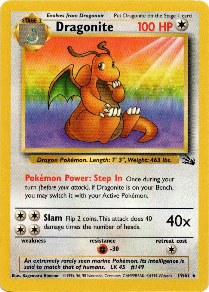 Dragonite (19) 019  - Unlimited Fossil - Rare