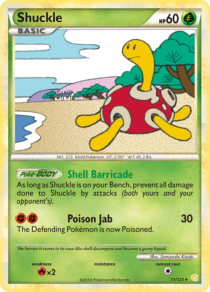 Shuckle 011  - Holofoil HeartGold SoulSilver - Holo Rare