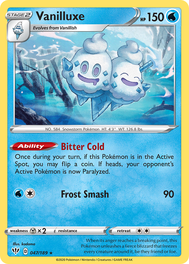 Vanilluxe 047  SWSH03 Darkness Ablaze - Rare