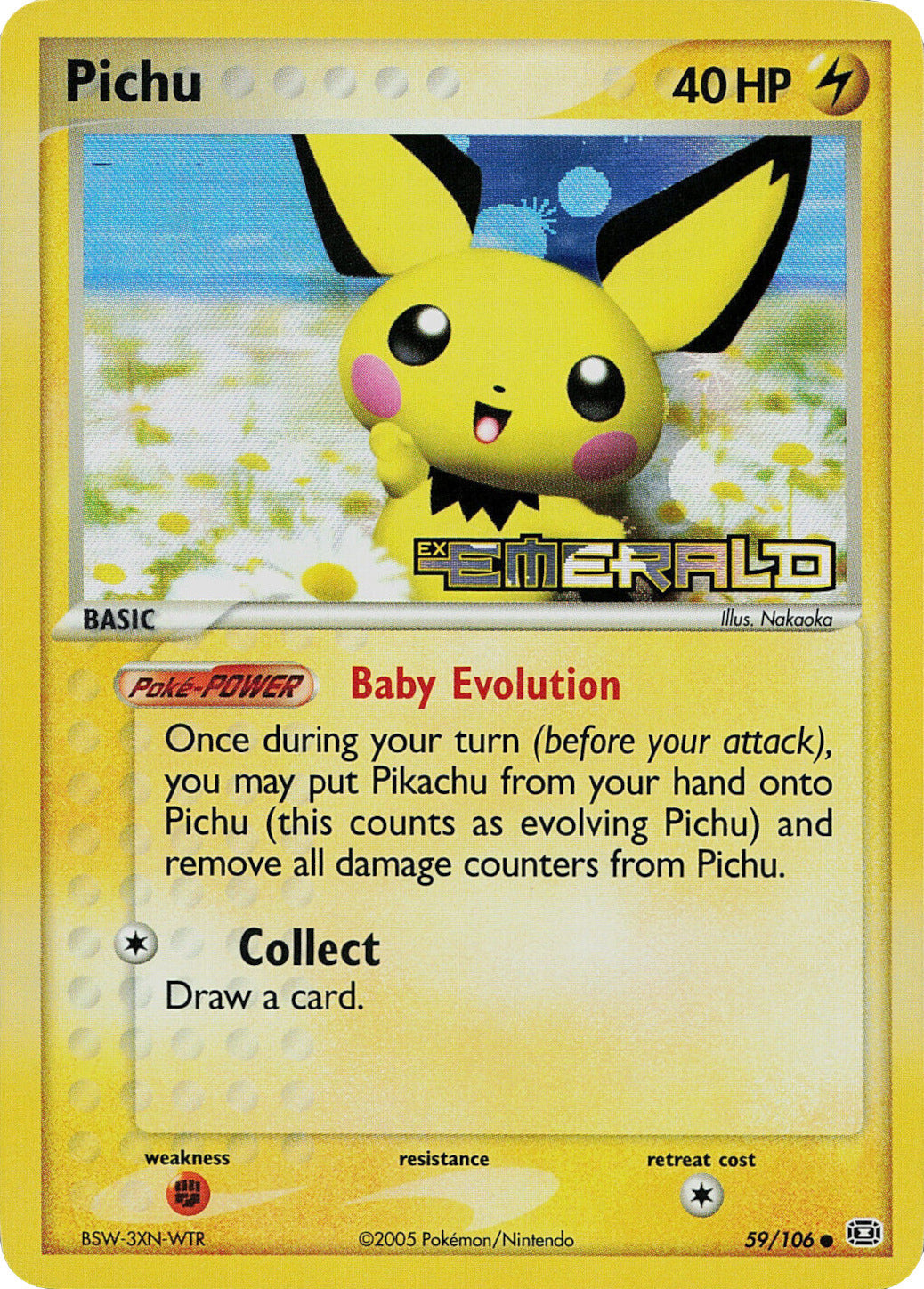 Pichu  - Reverse Holofoil Emerald - Common