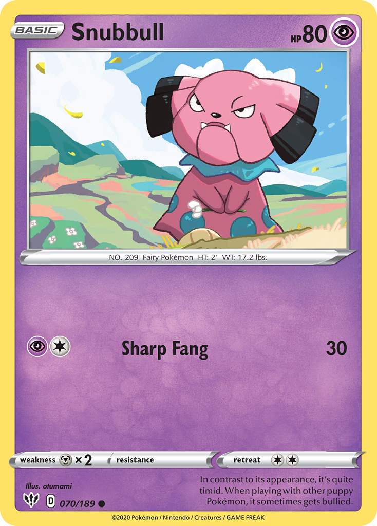 Snubbull 070  SWSH03 Darkness Ablaze - Common