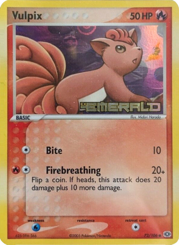 Vulpix 072  - Reverse Holofoil Emerald - Common