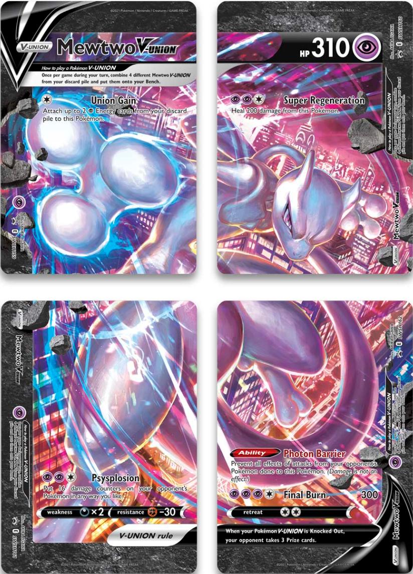 Mewtwo V-UNION [Set of 4]  - Holofoil SWSH Sword & Shield Promo Cards - Promo