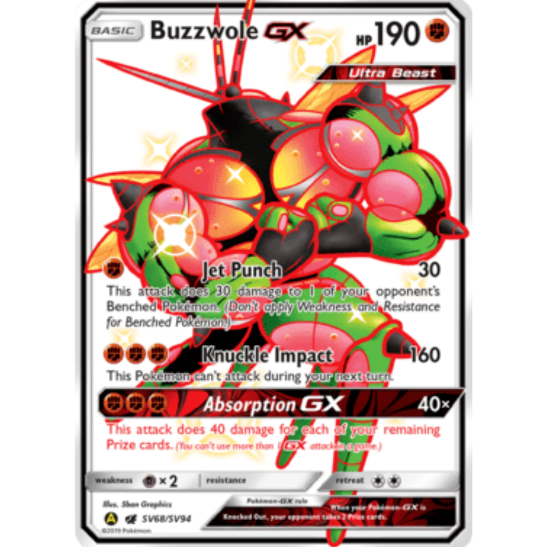 Buzzwole GX SV68/SV94  - Holofoil Hidden Fates Shiny Vault - Shiny Holo Rare