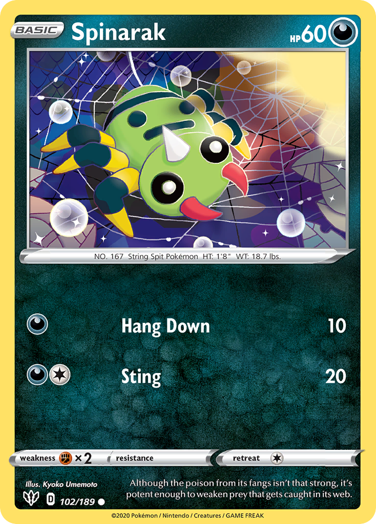 Spinarak 102  SWSH03 Darkness Ablaze - Common