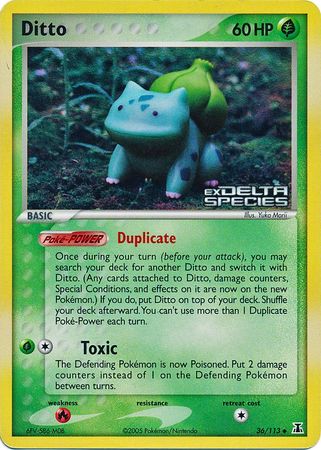 Ditto (Bulbasaur) 036  - Reverse Holofoil Delta Species - Uncommon