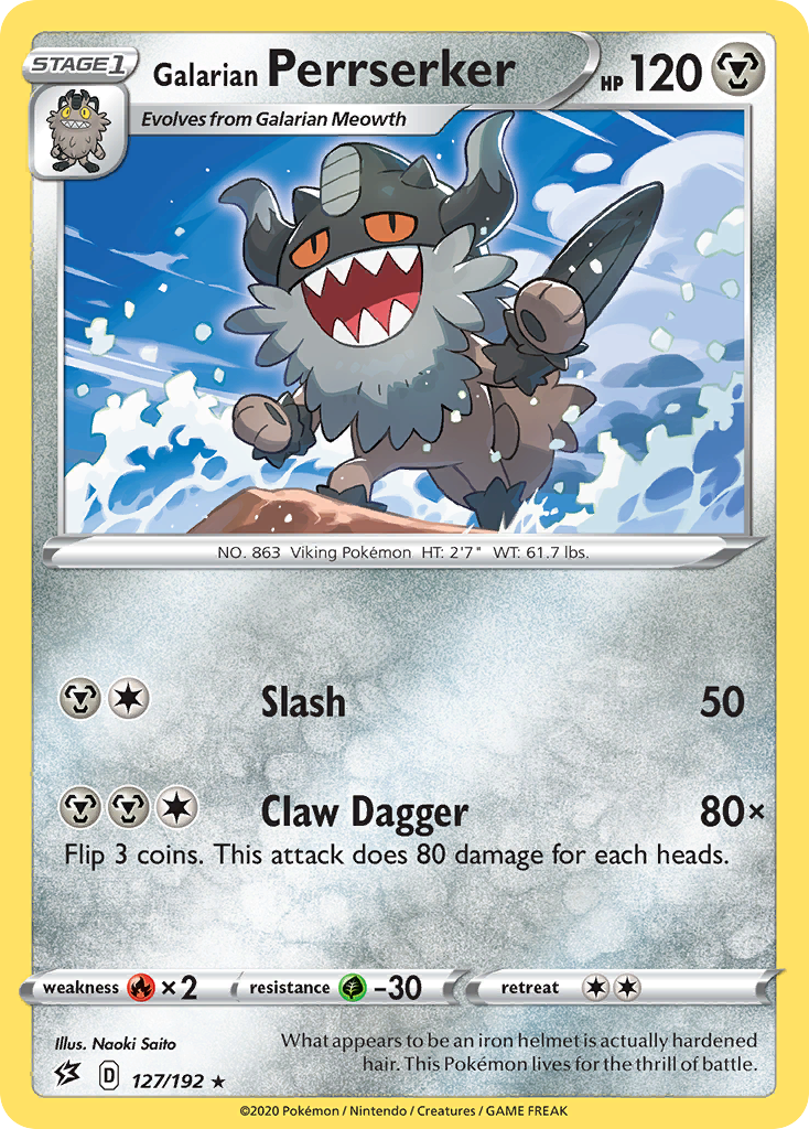 Galarian Perrserker 127/192  SWSH02 Rebel Clash - Rare