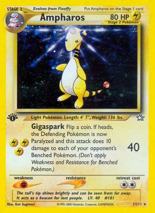 Ampharos 001  - Unlimited Holofoil Neo Genesis - Holo Rare