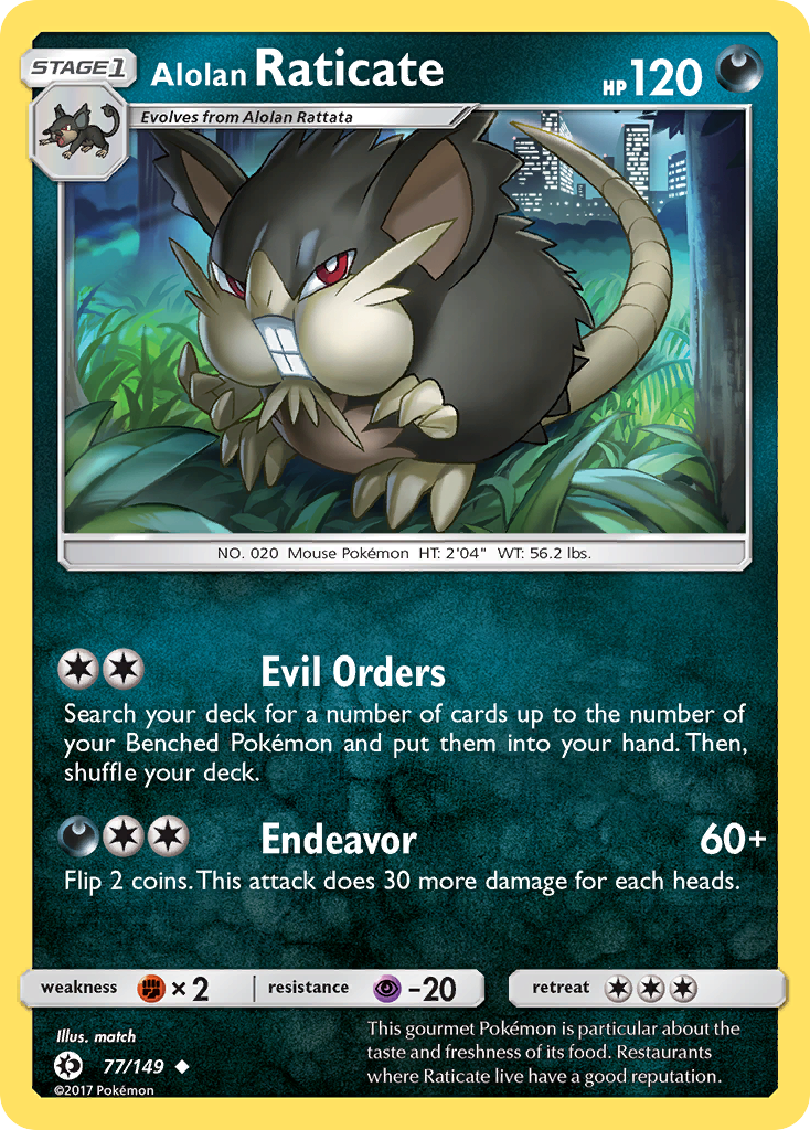 Alolan Raticate 077/149  SM Base Set - Uncommon