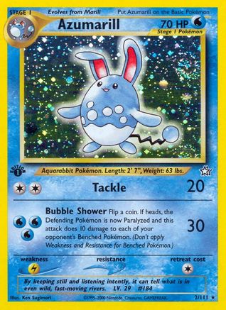 Azumarill 002  - Unlimited Holofoil Neo Genesis - Holo Rare