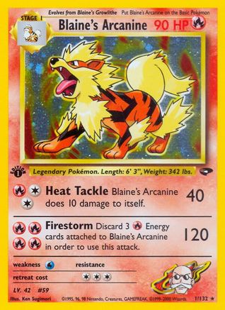 Blaine's Arcanine 001  - Unlimited Holofoil Gym Challenge - Holo Rare
