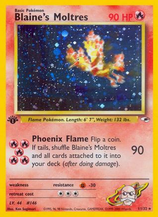 Blaine's Moltres 001  Gym Heroes - Holo Rare
