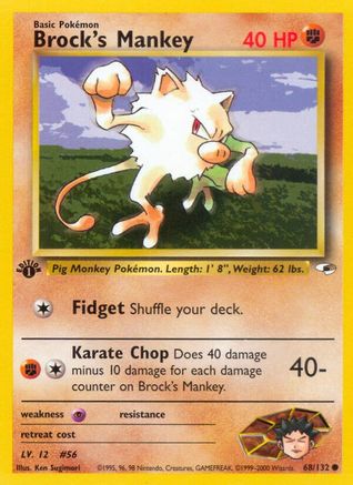 Brock's Mankey (68) 068  - 1st Edition Gym Heroes - Common