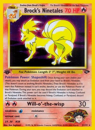 Brock's Ninetales 003/132  - Unlimited Holofoil Gym Challenge - Holo Rare