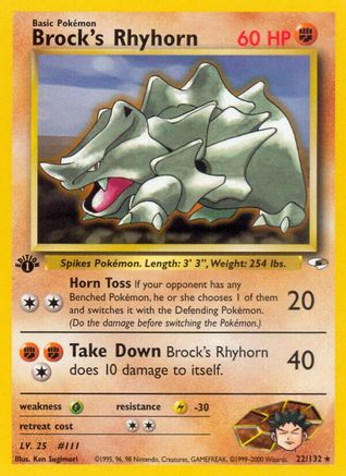 Brock's Rhyhorn (22) 022  - Unlimited Gym Heroes - Rare