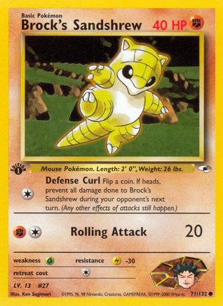 Brock's Sandshrew (71) 071  - Unlimited Gym Heroes - Common