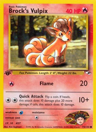 Brock's Vulpix 073  - Unlimited Gym Heroes - Common