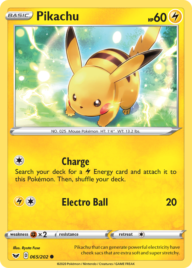 Pikachu 065  SWSH01 Sword & Shield Base Set - Common