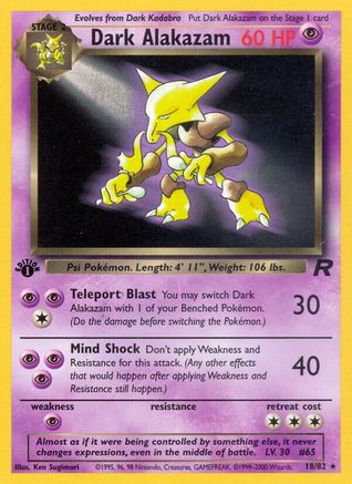 Dark Alakazam (18) 018  - 1st Edition Team Rocket - Rare