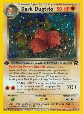 Dark Dugtrio (6) 006  - Unlimited Holofoil Team Rocket - Holo Rare