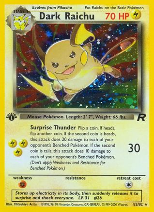 Dark Raichu 083  - Unlimited Holofoil Team Rocket - Secret Rare