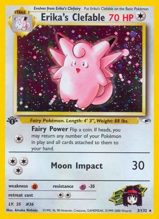 Erika's Clefable 003  Gym Heroes - Holo Rare