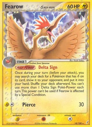 Fearow (Delta Species)/100  - Reverse Holofoil Crystal Guardians - Rare