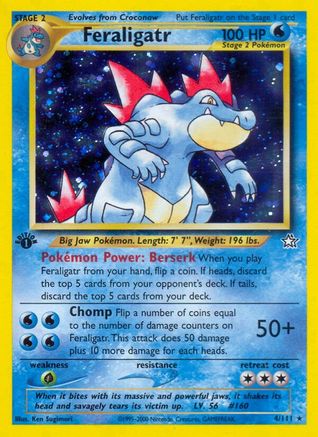 Feraligatr (4) 004/111  - Unlimited Holofoil Neo Genesis - Holo Rare