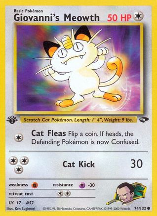 Giovanni's Meowth (74) 074  - 1st Edition Gym Challenge - Common