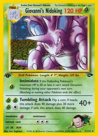Giovanni's Nidoking 007  - Unlimited Holofoil Gym Challenge - Holo Rare