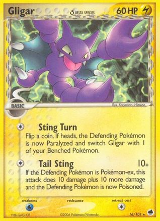 Gligar (Delta Species) 016/101  - Reverse Holofoil Dragon Frontiers - Rare