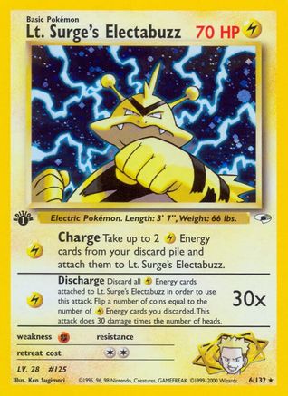 Lt. Surge's Electabuzz (6) 006  Gym Heroes - Holo Rare