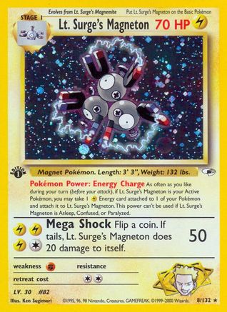 Lt. Surge's Magneton 008  Gym Heroes - Holo Rare