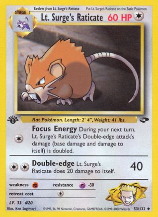 Lt. Surge's Raticate 053  - Unlimited Gym Challenge - Uncommon